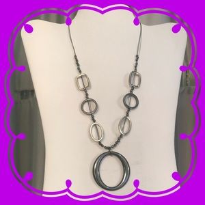 GRAPHITE & SILVERTONE CIRCLE NECKLACE